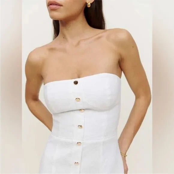 Reformation Shiela Strapless Linen Mini Dress NWT